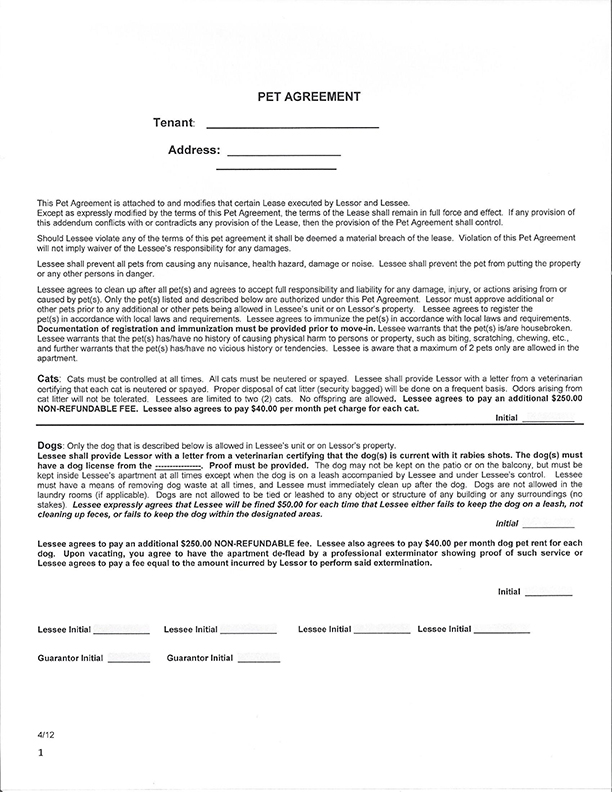 standard lease application form